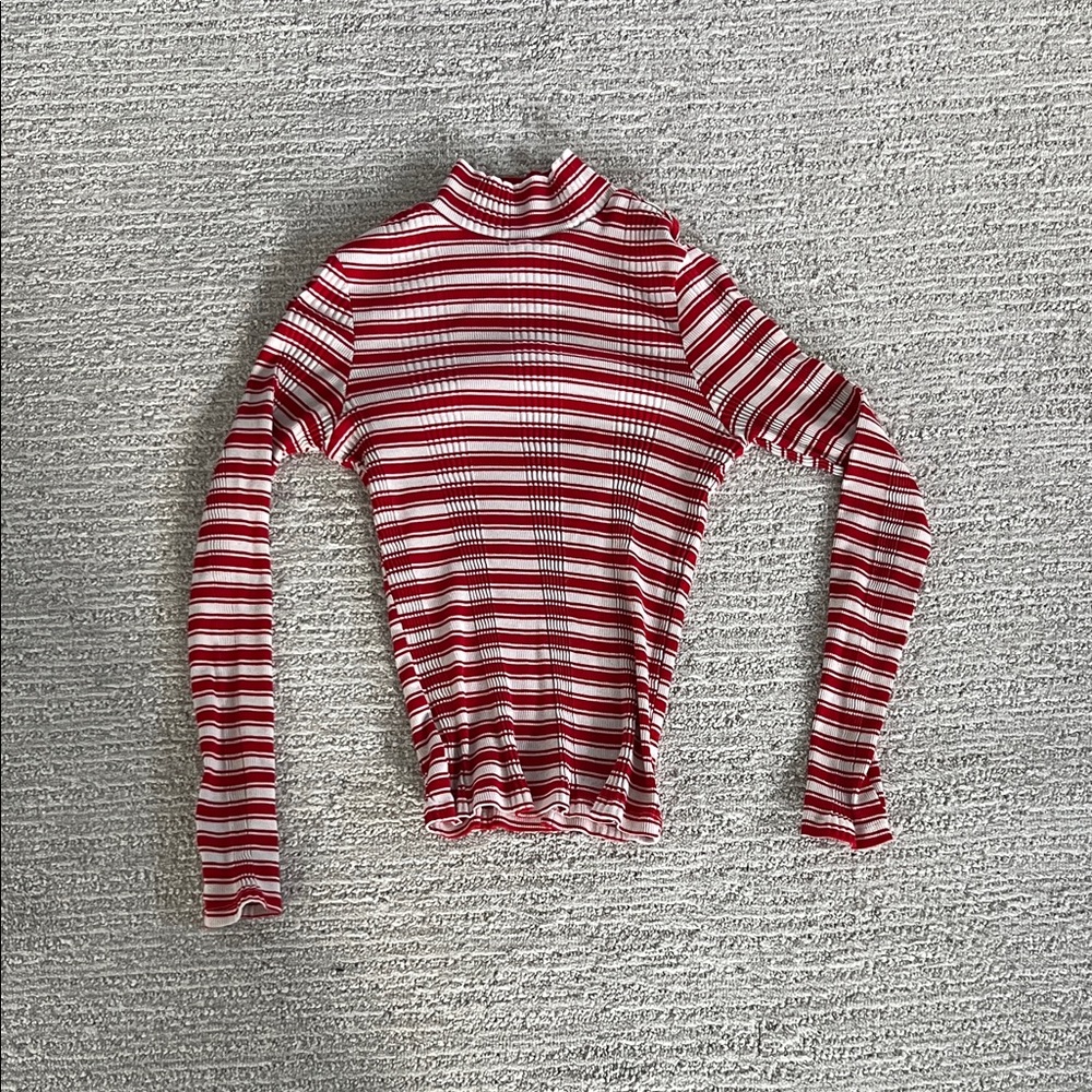 PINK Victoria's Secret Red and White Striped Long Sleeve Top